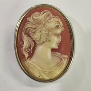 Vintage Avon Cameo Pendant / Brooch / Pin Perfume Locket Victorian Revival Style